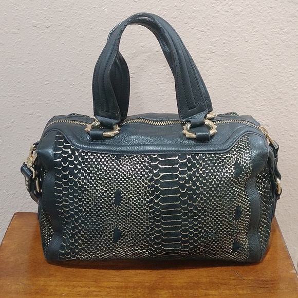 Aimee Kestenberg Black and gold satchel bag. - Picture 4 of 16